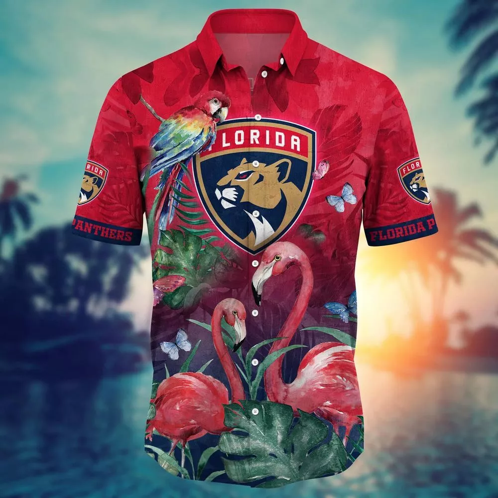 Florida Panthers Flamingo Parrot Hawaiian Shirt – TeeAloha Florida Panthers Flamingo Parrot Hawaiian Shirt – TeeAloha