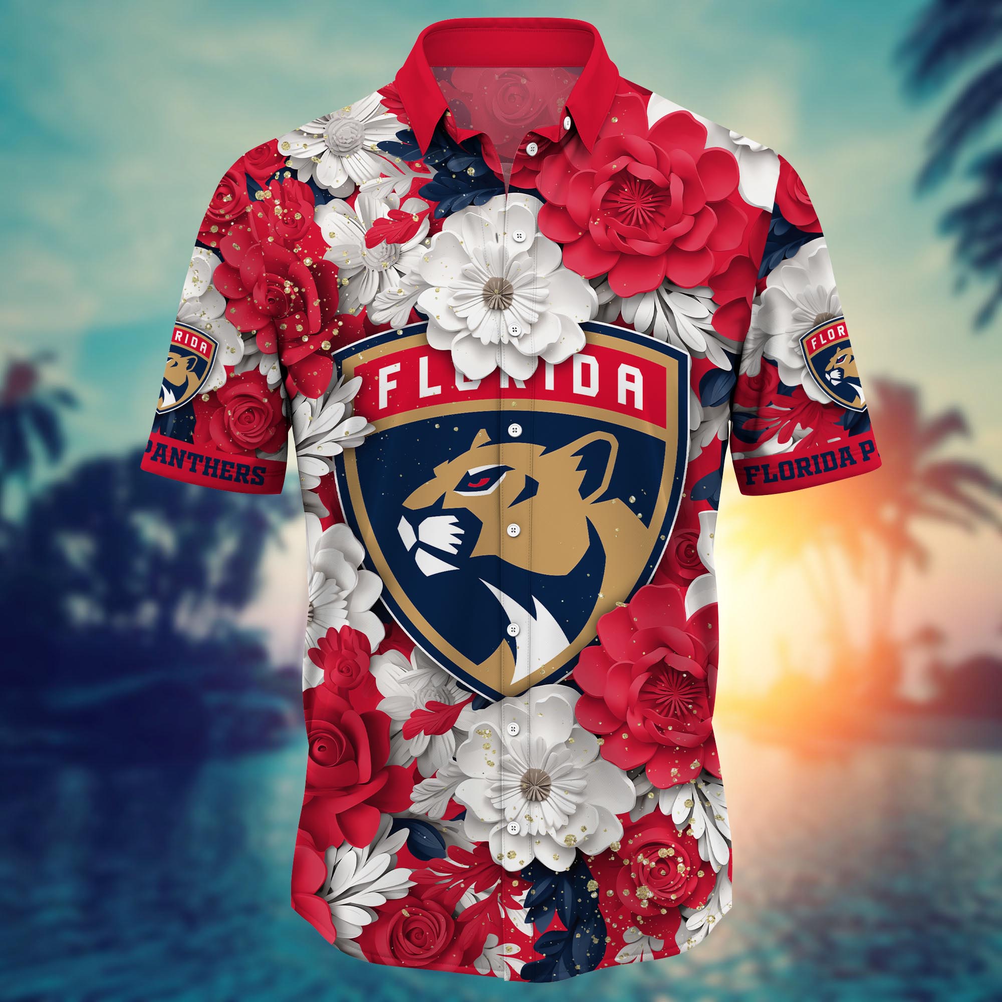 Florida Panthers Floral Majesty Hawaiian Shirt – TeeAloha Florida Panthers Floral Majesty Hawaiian Shirt – TeeAloha