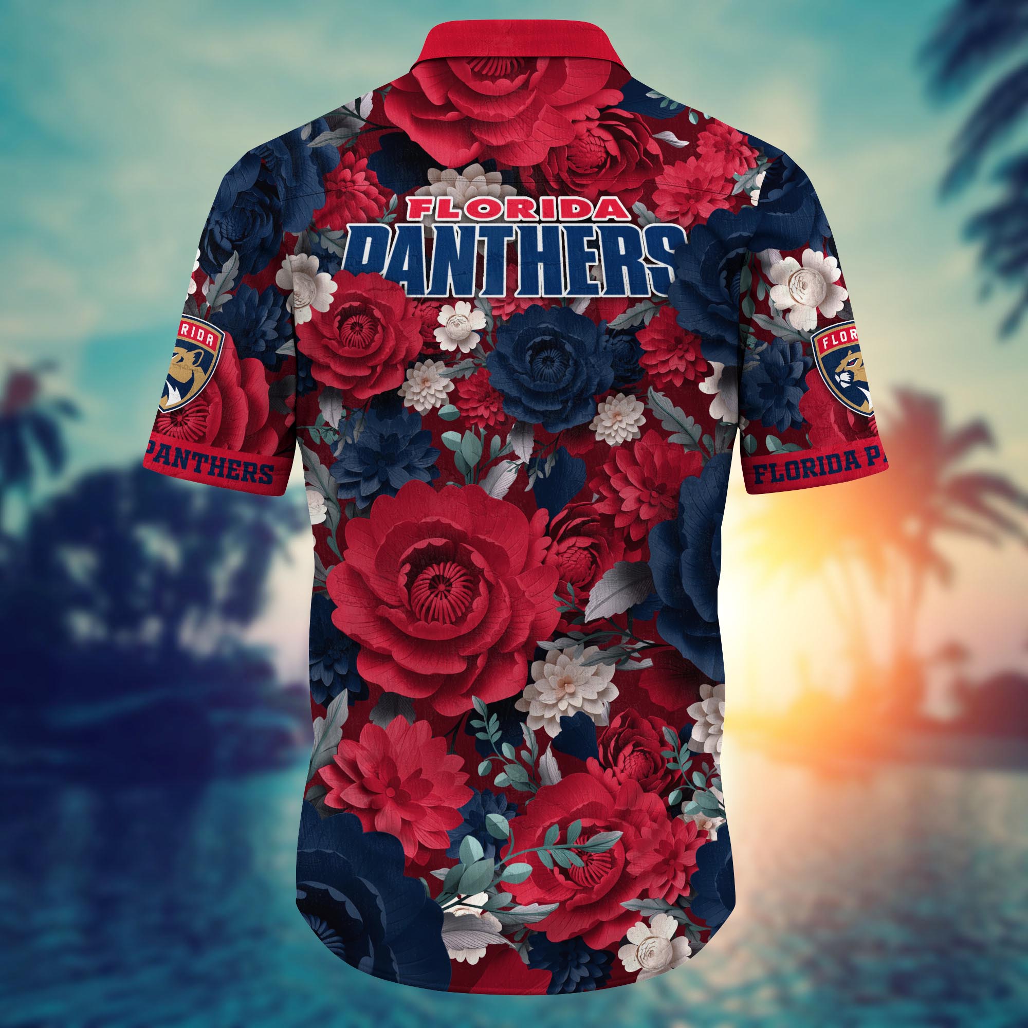 Florida Panthers Scarlet Bloom Hawaiian Shirt – TeeAloha Florida Panthers Scarlet Bloom Hawaiian Shirt – TeeAloha