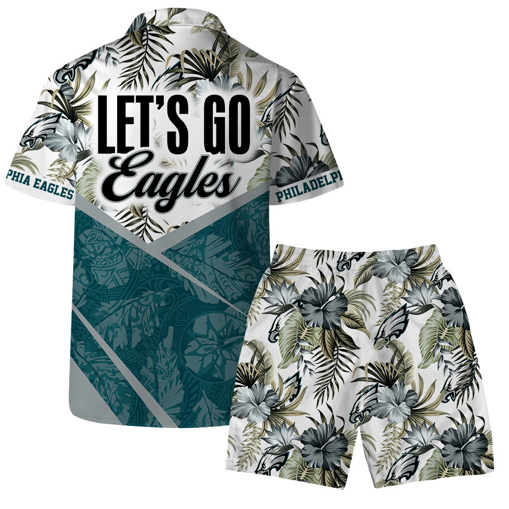 Let�s Go Philadelphia Eagles Team Logo Pattern Hawaiian Shirt – TeeAloha Let�s Go Philadelphia Eagles Team Logo Pattern Hawaiian Shirt – TeeAloha