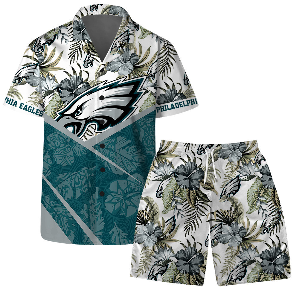 Let�s Go Philadelphia Eagles Team Logo Pattern Hawaiian Shirt – TeeAloha Let�s Go Philadelphia Eagles Team Logo Pattern Hawaiian Shirt – TeeAloha