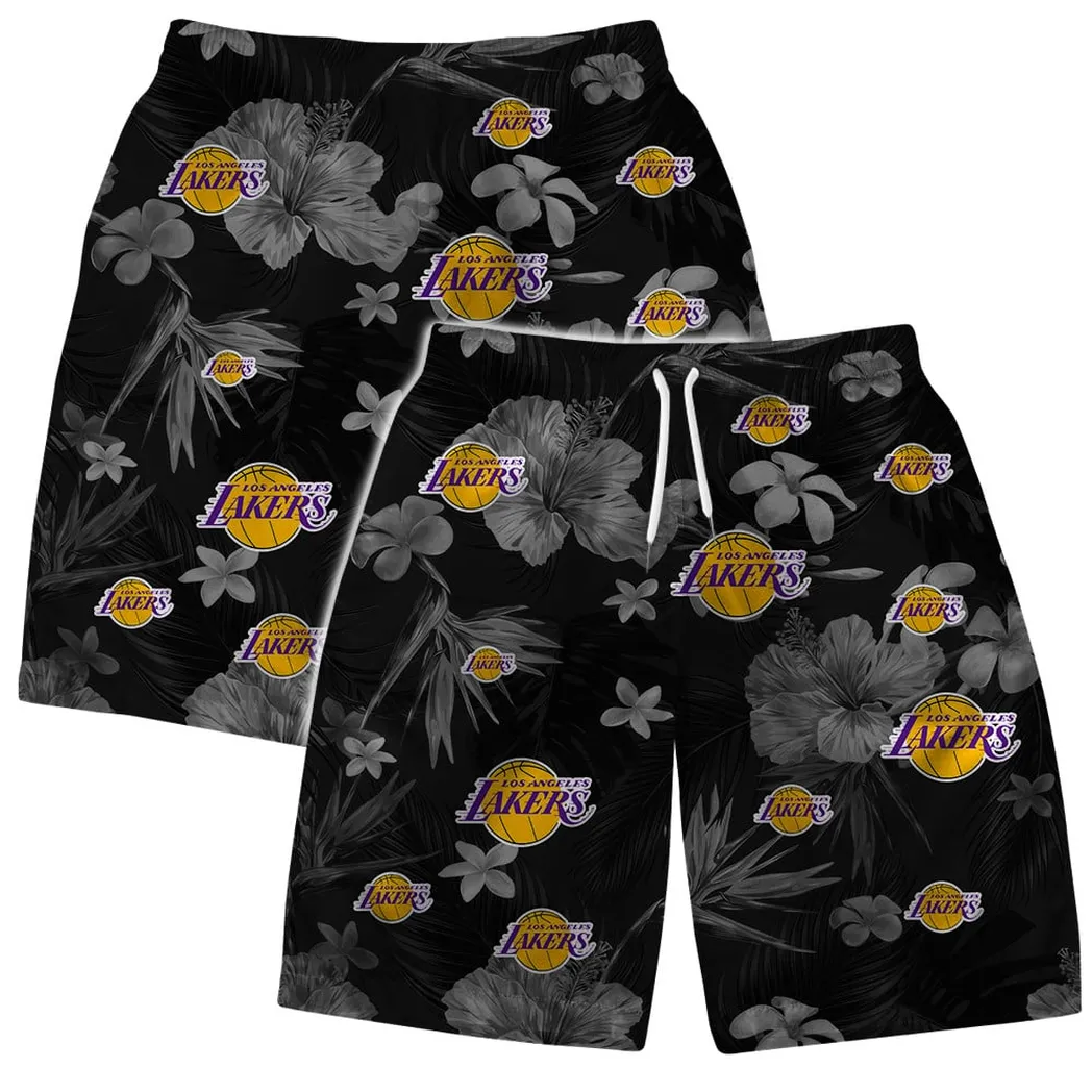 Los Angeles Lakers Black Blossom Hawaiian Shirt – TeeAloha Los Angeles Lakers Black Blossom Hawaiian Shirt – TeeAloha