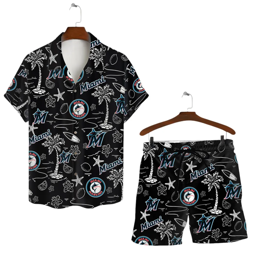 Miami Marlins Retro Beach Sketch Hawaiian Shirt – TeeAloha Miami Marlins Retro Beach Sketch Hawaiian Shirt – TeeAloha