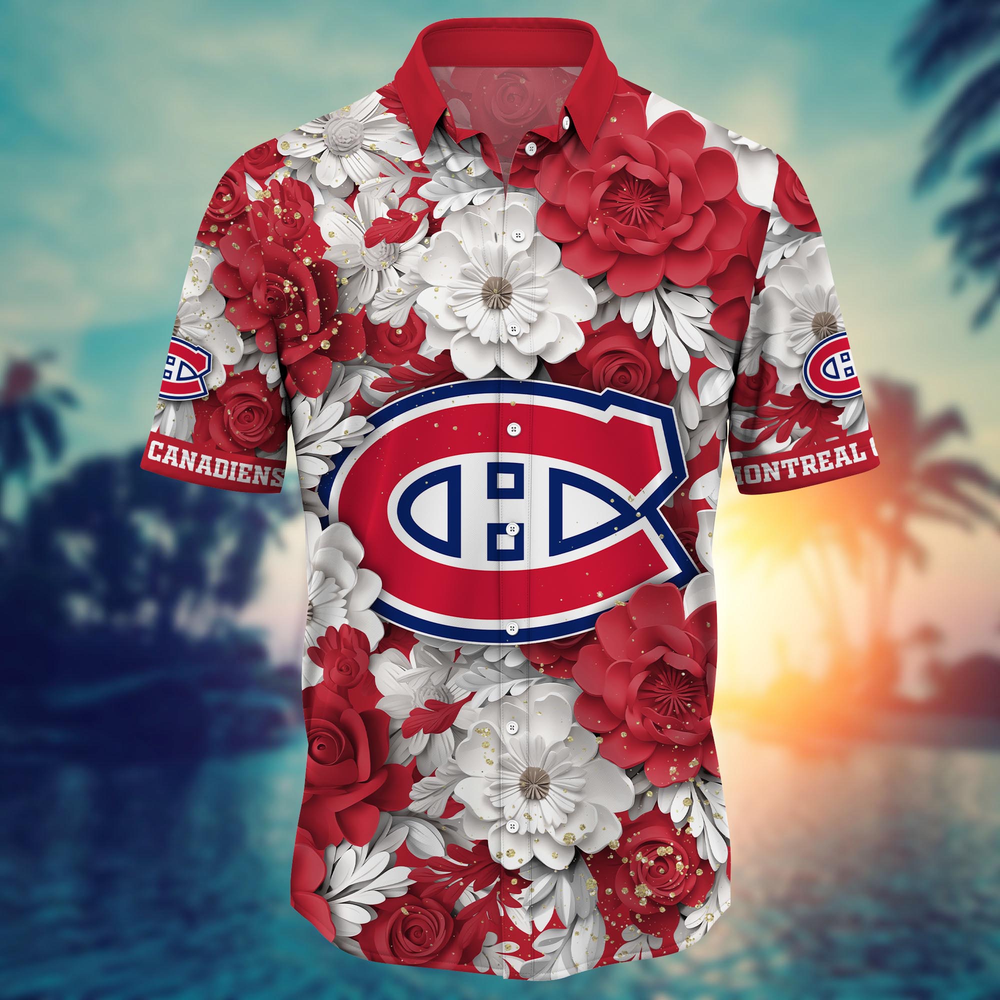 Montreal Canadiens Floral Paradise Hawaiian Shirt – TeeAloha Montreal Canadiens Floral Paradise Hawaiian Shirt – TeeAloha