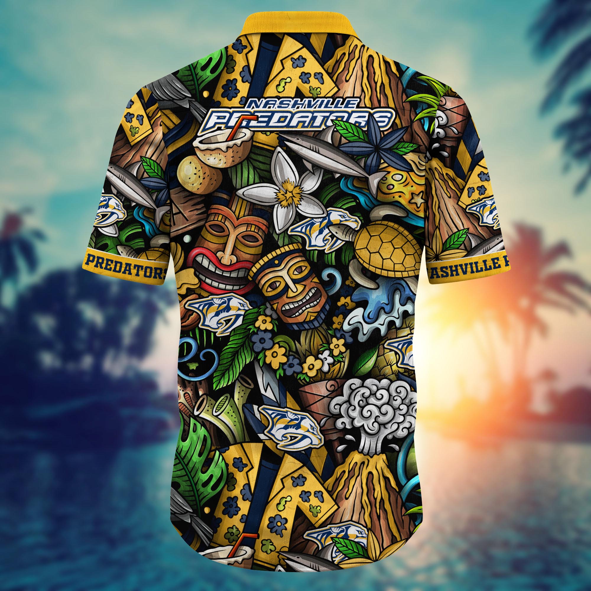 Nashville Predators Tiki Island Hawaiian Shirt – TeeAloha Nashville Predators Tiki Island Hawaiian Shirt – TeeAloha