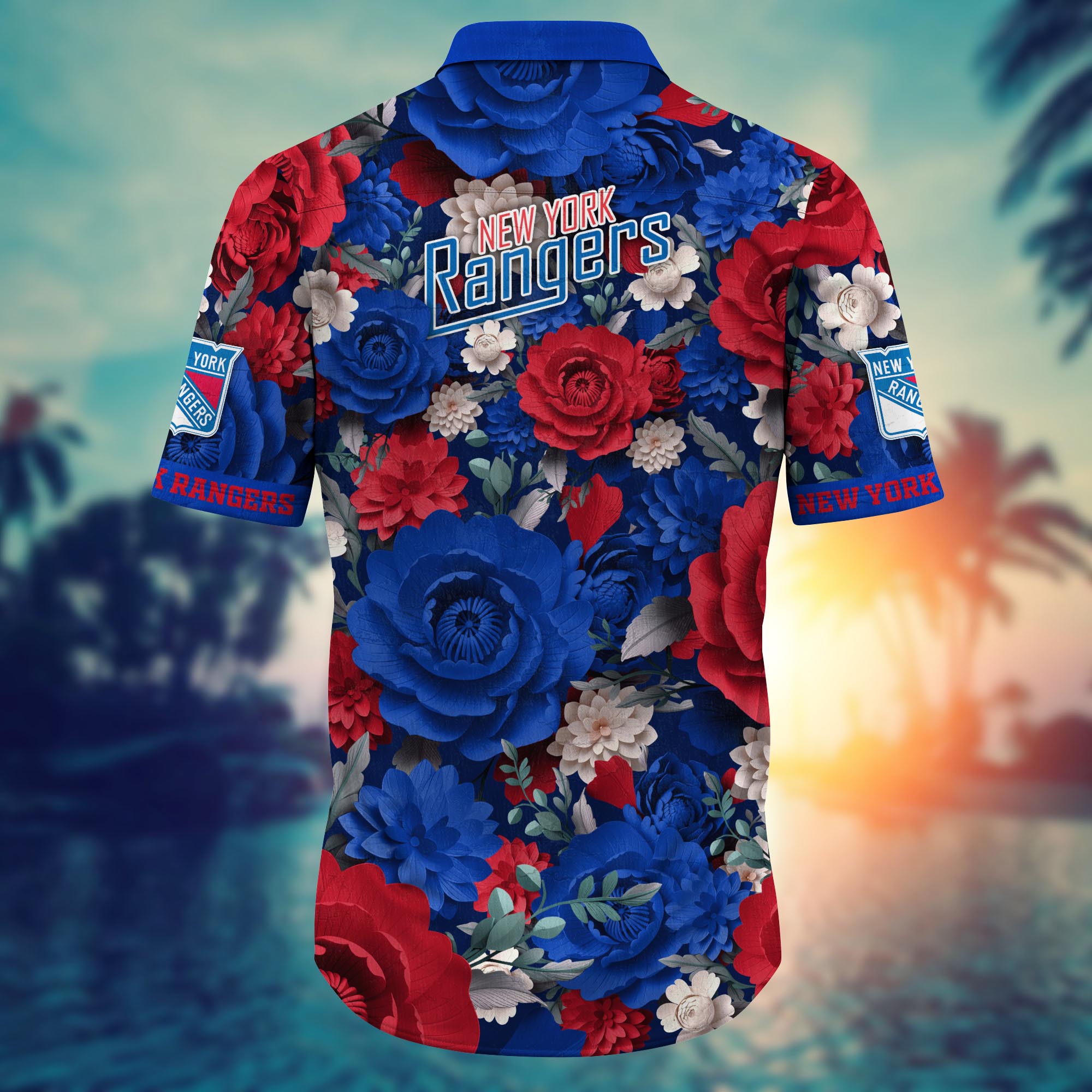 New York Rangers Bold Bloom Hawaiian Shirt – TeeAloha New York Rangers Bold Bloom Hawaiian Shirt – TeeAloha