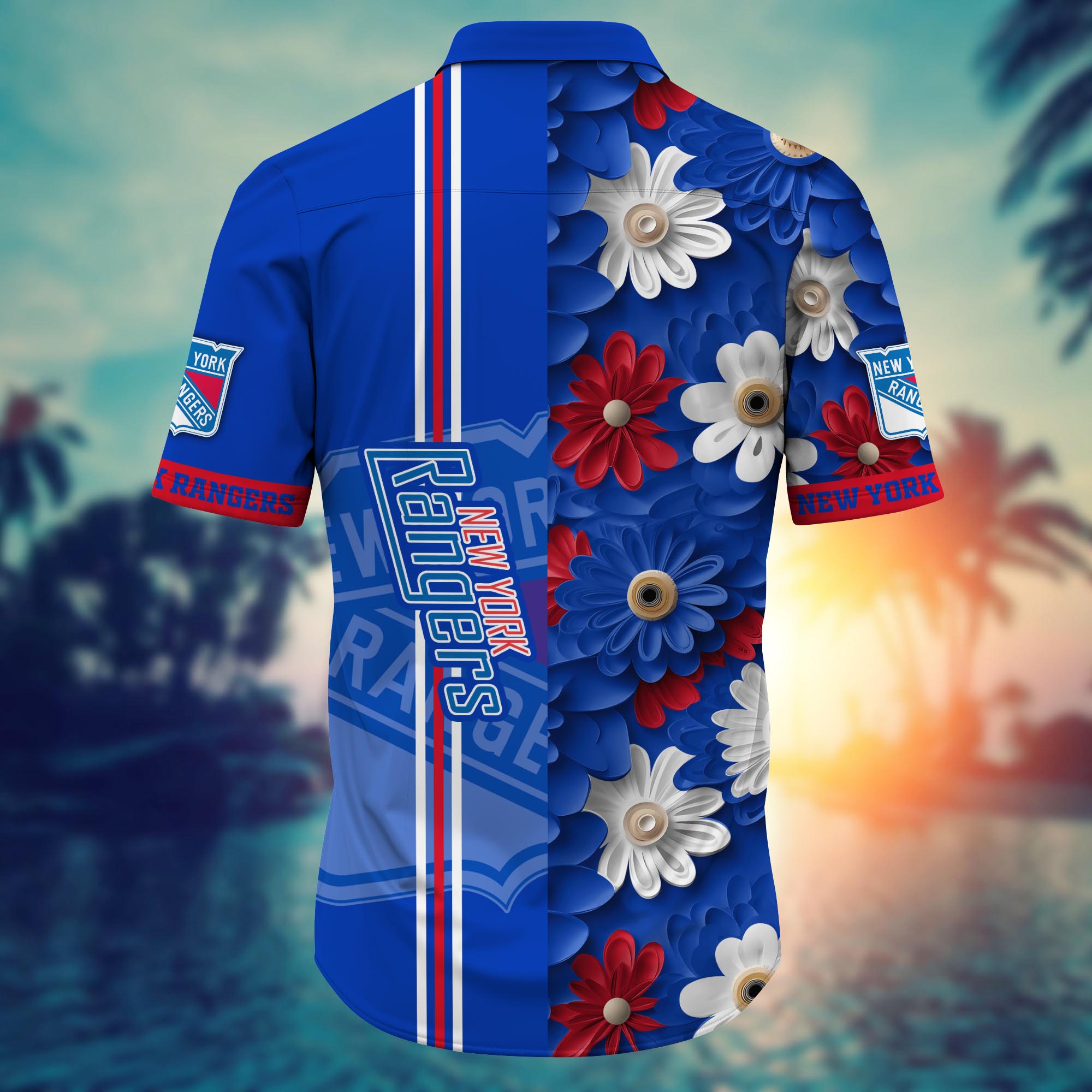 New York Rangers Floral Breeze Hawaiian Shirt – TeeAloha New York Rangers Floral Breeze Hawaiian Shirt – TeeAloha