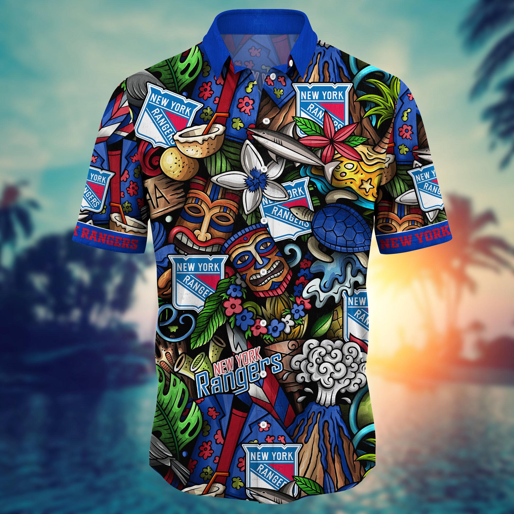 New York Rangers Tropical Art Hawaiian Shirt – TeeAloha New York Rangers Tropical Art Hawaiian Shirt – TeeAloha
