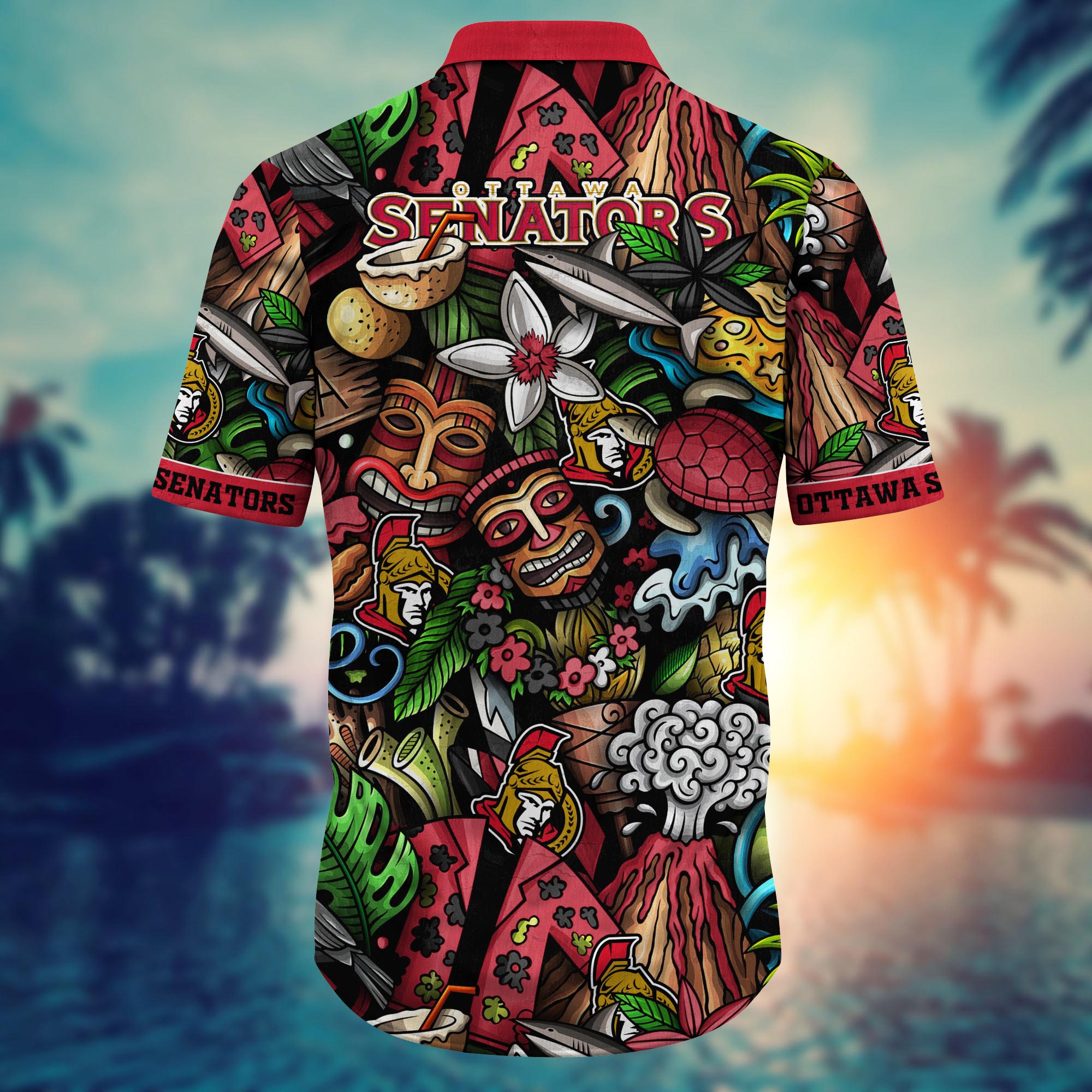 Ottawa Senators Tropical Tiki Hawaiian Shirt – TeeAloha Ottawa Senators Tropical Tiki Hawaiian Shirt – TeeAloha