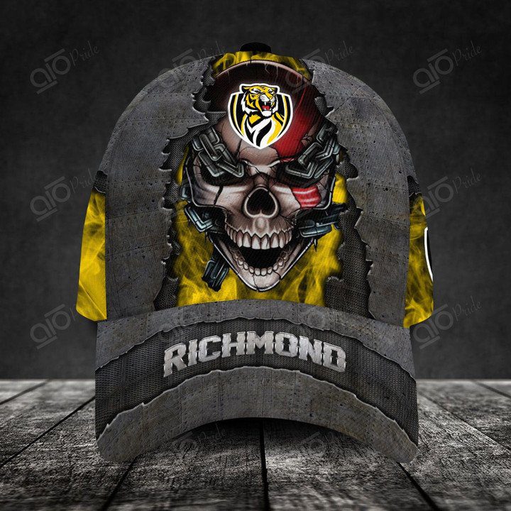 AFL Richmond Tigers Custom Name Skull Yellow Classic Cap AFL Richmond Tigers Custom Name Skull Yellow Classic Cap
