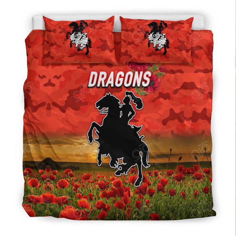 NRL St. George Illawarra Dragons ANZAC Poppy Flowers – Red Bedding Set NRL St. George Illawarra Dragons ANZAC Poppy Flowers – Red Bedding Set