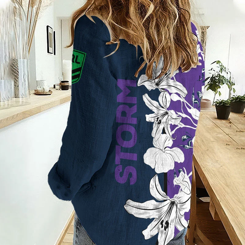 Melbourne Storm Women’s Long Sleeve Shirt Slub Linen Personalized Gift For Footy fans v3 Melbourne Storm Women’s Long Sleeve Shirt Slub Linen Personalized Gift For Footy fans v3