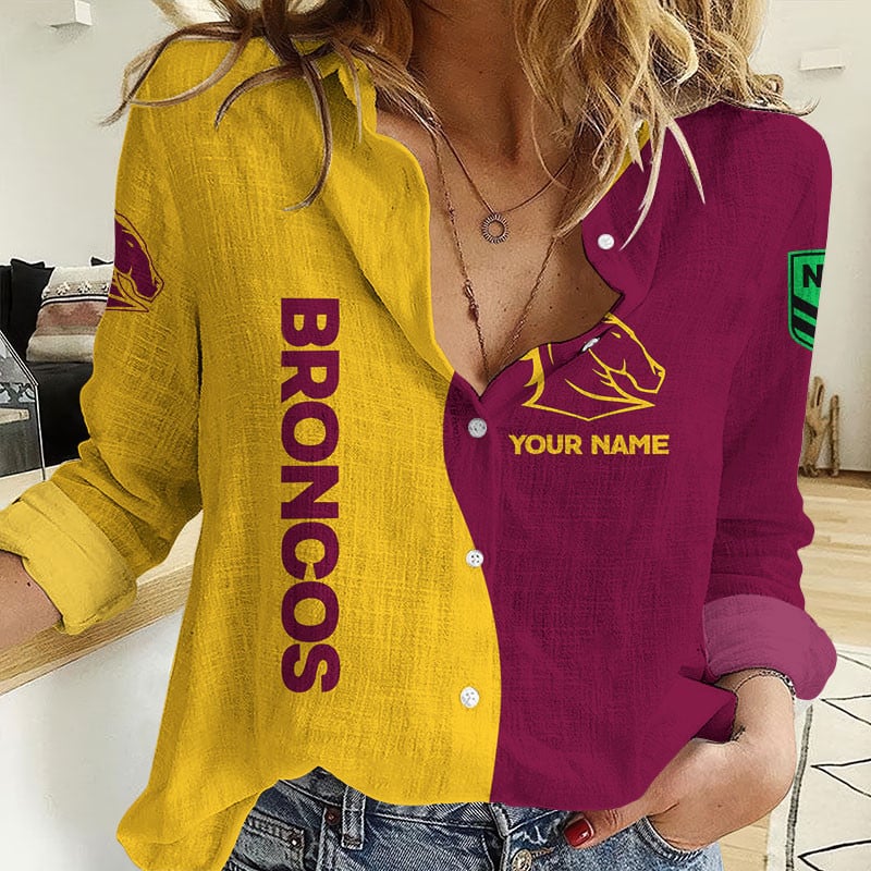Brisbane Broncos Women’s Long Sleeve Shirt Slub Linen Personalized Gift For Footy fans v2 Brisbane Broncos Women’s Long Sleeve Shirt Slub Linen Personalized Gift For Footy fans v2