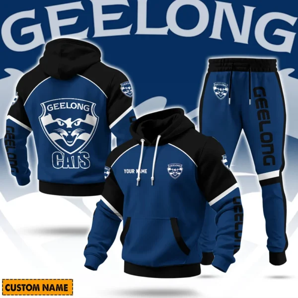 Geelong Football Club AFL Sweatpants Hoodie Set Custom Name For Footy Fans Geelong Football Club AFL Sweatpants Hoodie Set Custom Name For Footy Fans