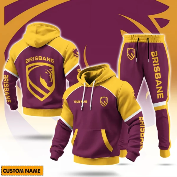 Brisbane Broncos NRL Casual Hoodie Set Custom Name For Fans Brisbane Broncos NRL Casual Hoodie Set Custom Name For Fans