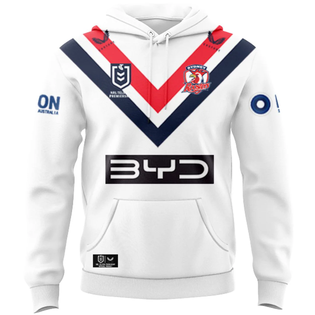 Personalized Sydney Roosters 2025 Away Jersey Hoodie T-shirt Polo Singlet Personalized Sydney Roosters 2025 Away Jersey Hoodie T-shirt Polo Singlet