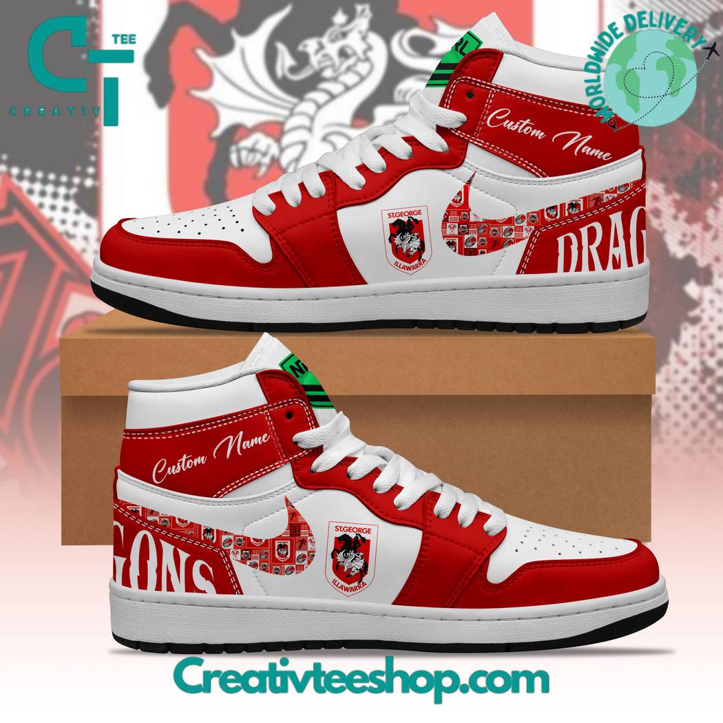 NRL St George Illawarra Dragons Air Jordan 1 Sneakers NRL St George Illawarra Dragons Air Jordan 1 Sneakers