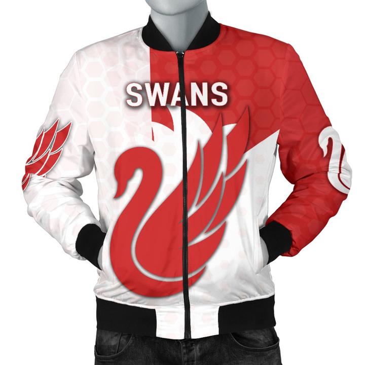 AFL Sydney Swans Red White Bomber Jacket AFL Sydney Swans Red White Bomber Jacket