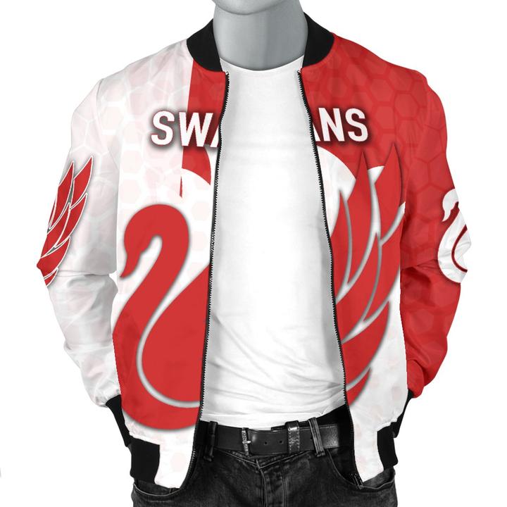 AFL Sydney Swans Red White Bomber Jacket AFL Sydney Swans Red White Bomber Jacket