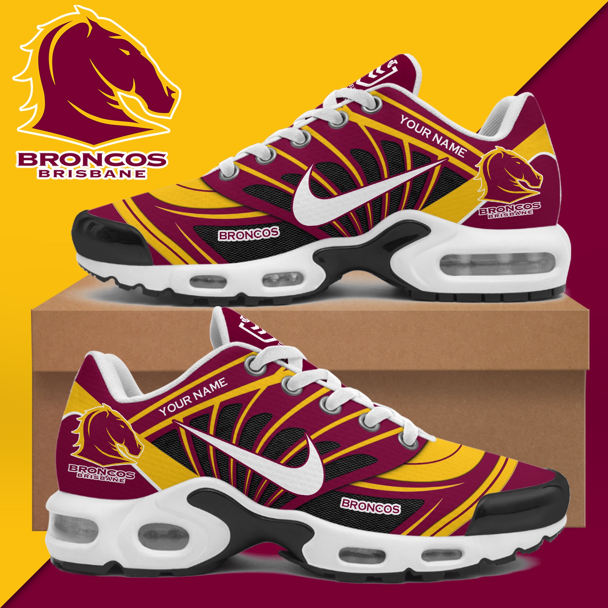 Brisbane Broncos Air Max Plus Sport Custom Sneakers Brisbane Broncos Air Max Plus Sport Custom Sneakers