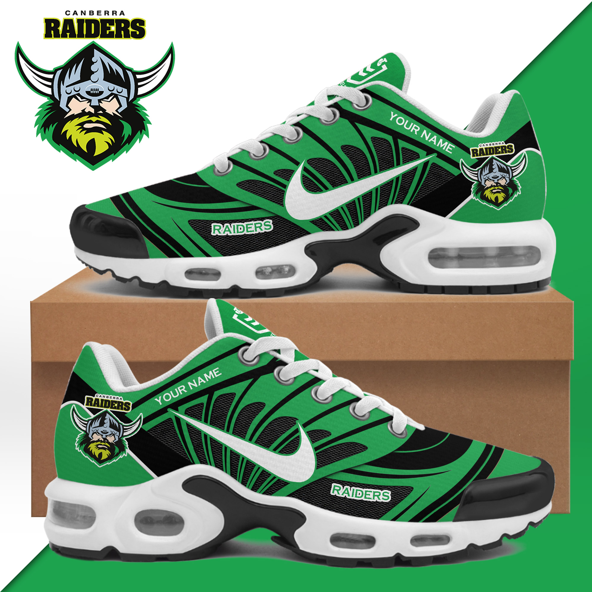 Canberra Raiders Air Max Plus Sport Custom Sneakers Canberra Raiders Air Max Plus Sport Custom Sneakers