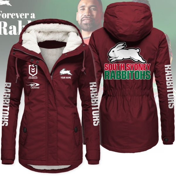 South Sydney Rabbitohs Women’s Hooded Lined Thick Trench Coat – Warm Winter Jacket South Sydney Rabbitohs Women’s Hooded Lined Thick Trench Coat – Warm Winter Jacket