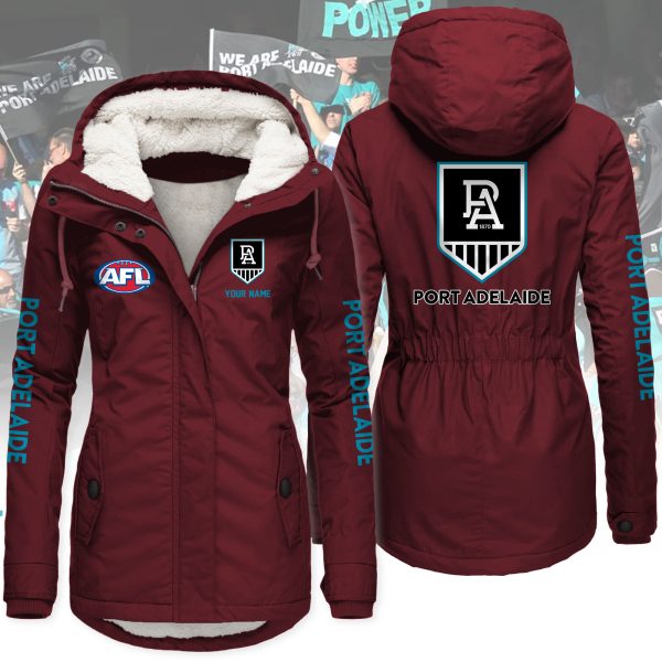 Port Adelaide Football Club AFL Women’s Hooded Lined Thick Trench Coat – Warm Winter Jacket Port Adelaide Football Club AFL Women’s Hooded Lined Thick Trench Coat – Warm Winter Jacket