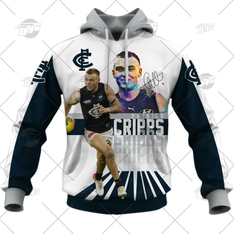 AFL Carlton Blues Patrick Cripps #9 Pullover Hoodie AFL Carlton Blues Patrick Cripps #9 Pullover Hoodie