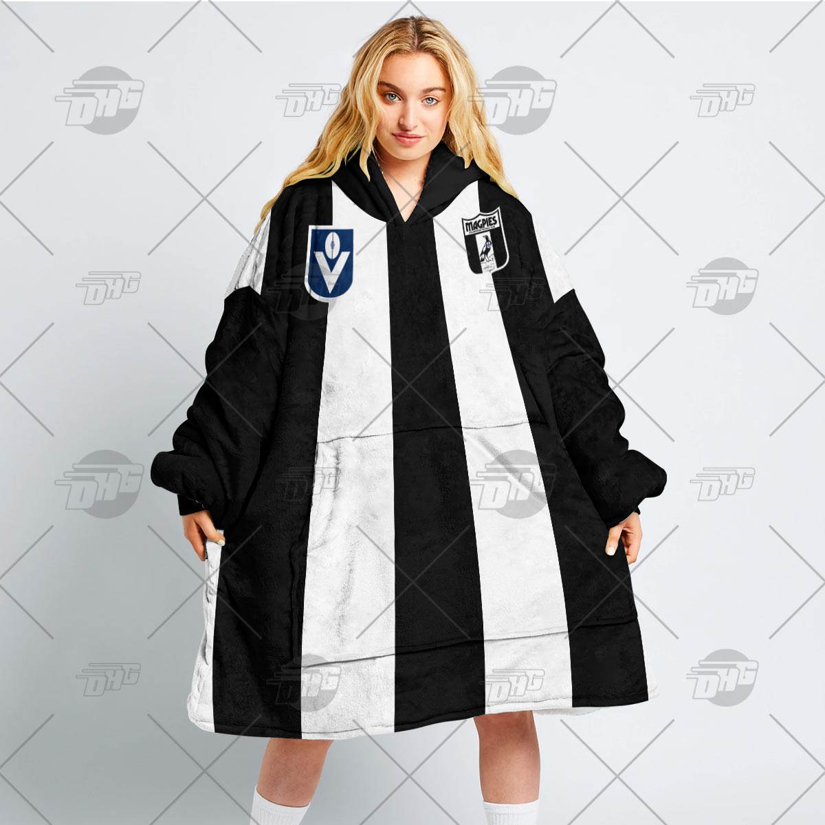 Personalised Collingwood Football Club Vintage Retro AFL Guernsey 90s oodie blanket hoodie snuggie hoodies Personalised Collingwood Football Club Vintage Retro AFL Guernsey 90s oodie blanket hoodie snuggie hoodies