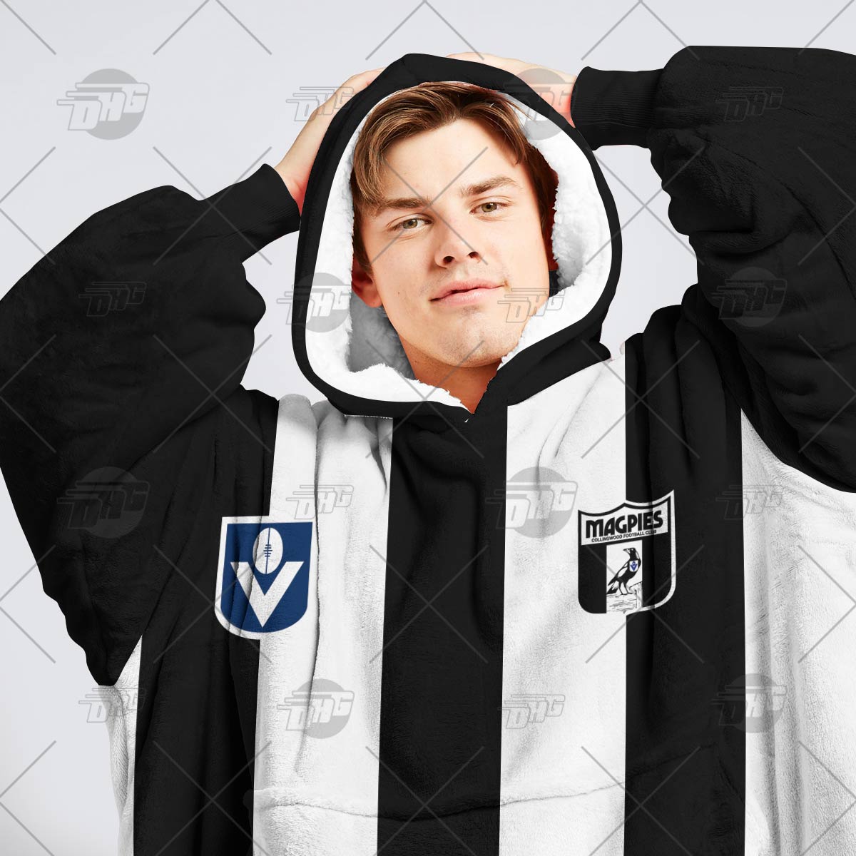 Personalised Collingwood Football Club Vintage Retro AFL Guernsey 90s oodie blanket hoodie snuggie hoodies Personalised Collingwood Football Club Vintage Retro AFL Guernsey 90s oodie blanket hoodie snuggie hoodies