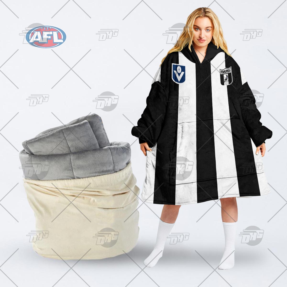 Personalised Collingwood Football Club Vintage Retro AFL Guernsey 90s oodie blanket hoodie snuggie hoodies Personalised Collingwood Football Club Vintage Retro AFL Guernsey 90s oodie blanket hoodie snuggie hoodies