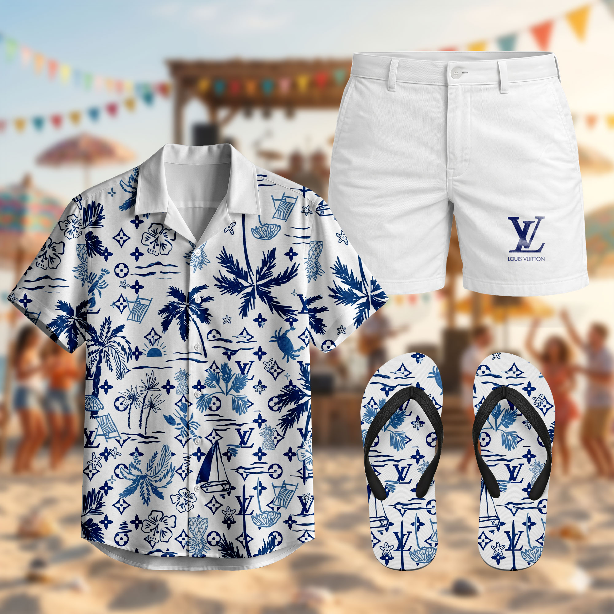 Luxury Hawaiian Shirt & Shorts Set – LVHAWAII05172601LD Luxury Hawaiian Shirt & Shorts Set – LVHAWAII05172601LD