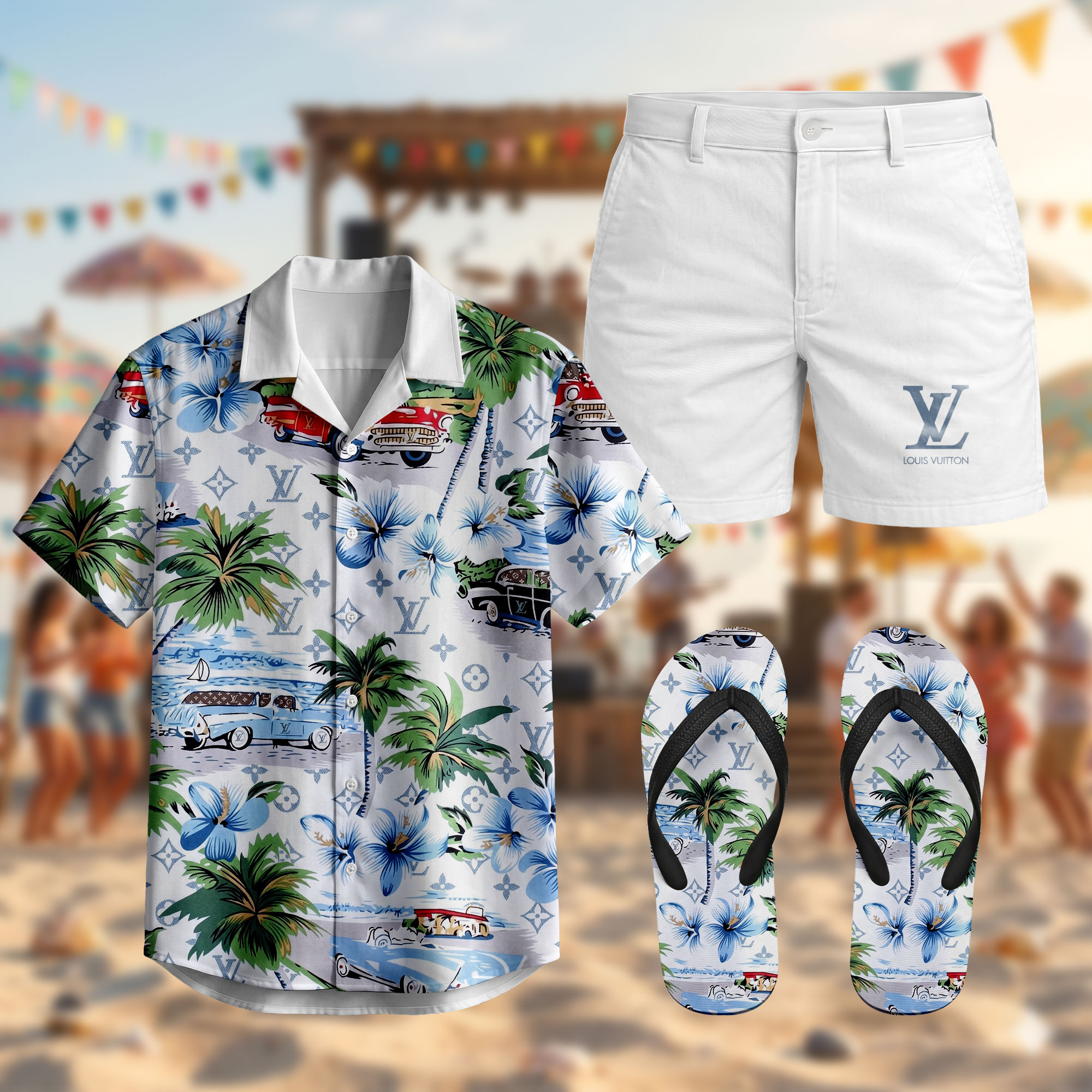 Luxury Hawaiian Shirt & Shorts Set – LVHAWAII05172605LD Luxury Hawaiian Shirt & Shorts Set – LVHAWAII05172605LD