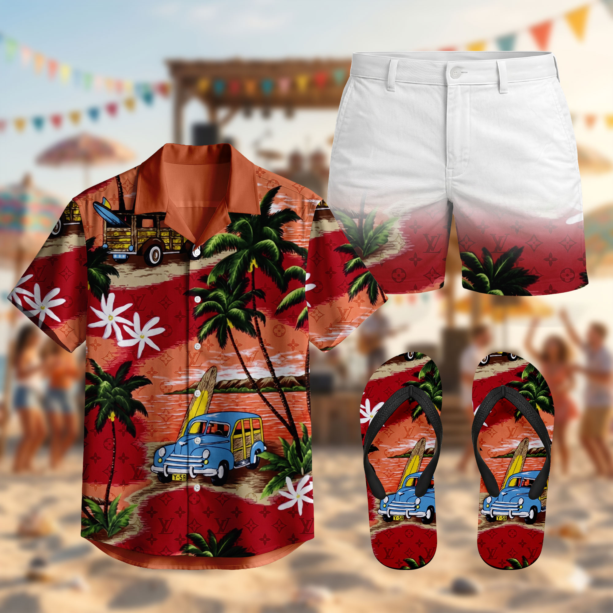 Luxury Hawaiian Shirt & Shorts Set – LVHAWAII05172608LD Luxury Hawaiian Shirt & Shorts Set – LVHAWAII05172608LD