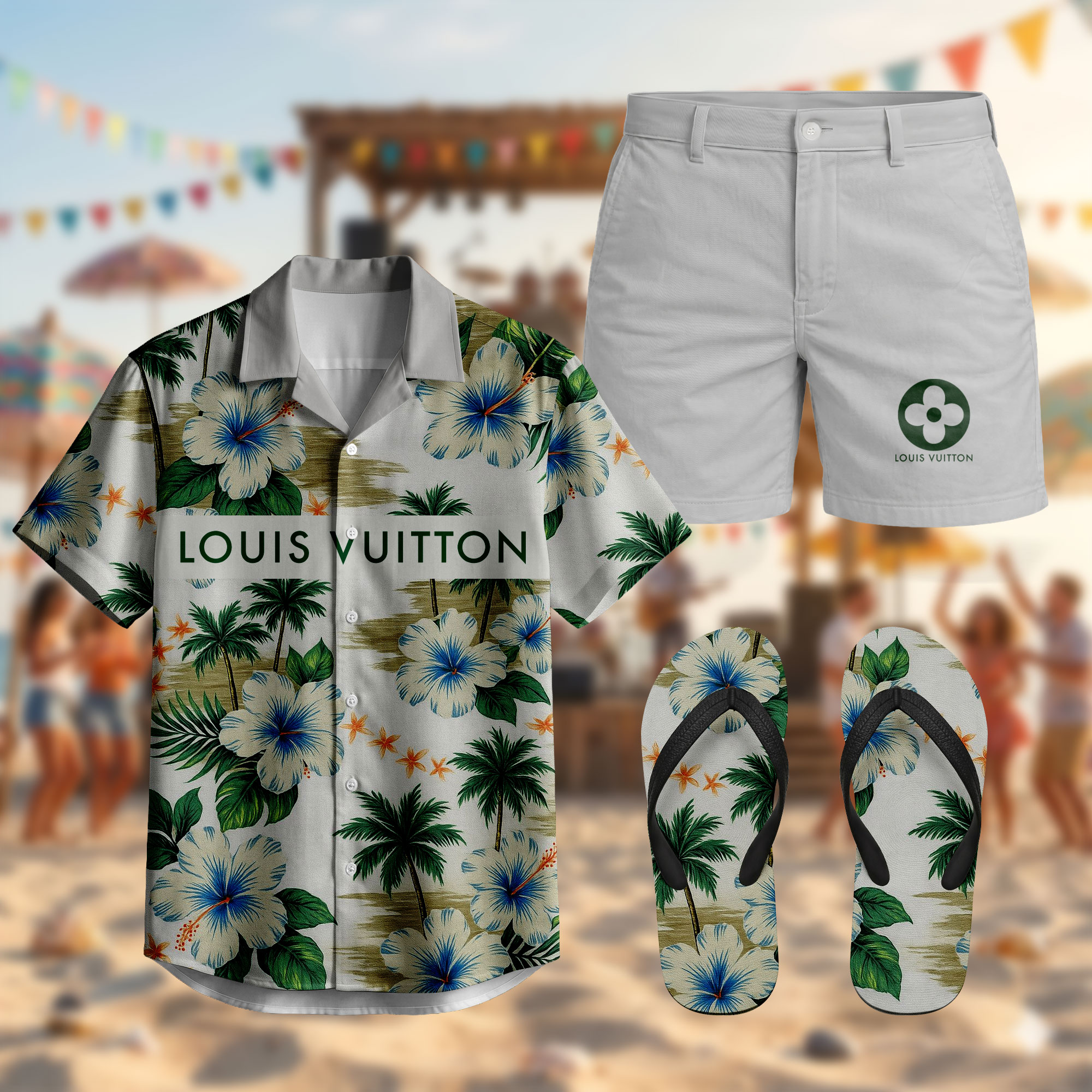 Luxury Hawaiian Shirt & Shorts Set – LVHAWAII05172610LD Luxury Hawaiian Shirt & Shorts Set – LVHAWAII05172610LD