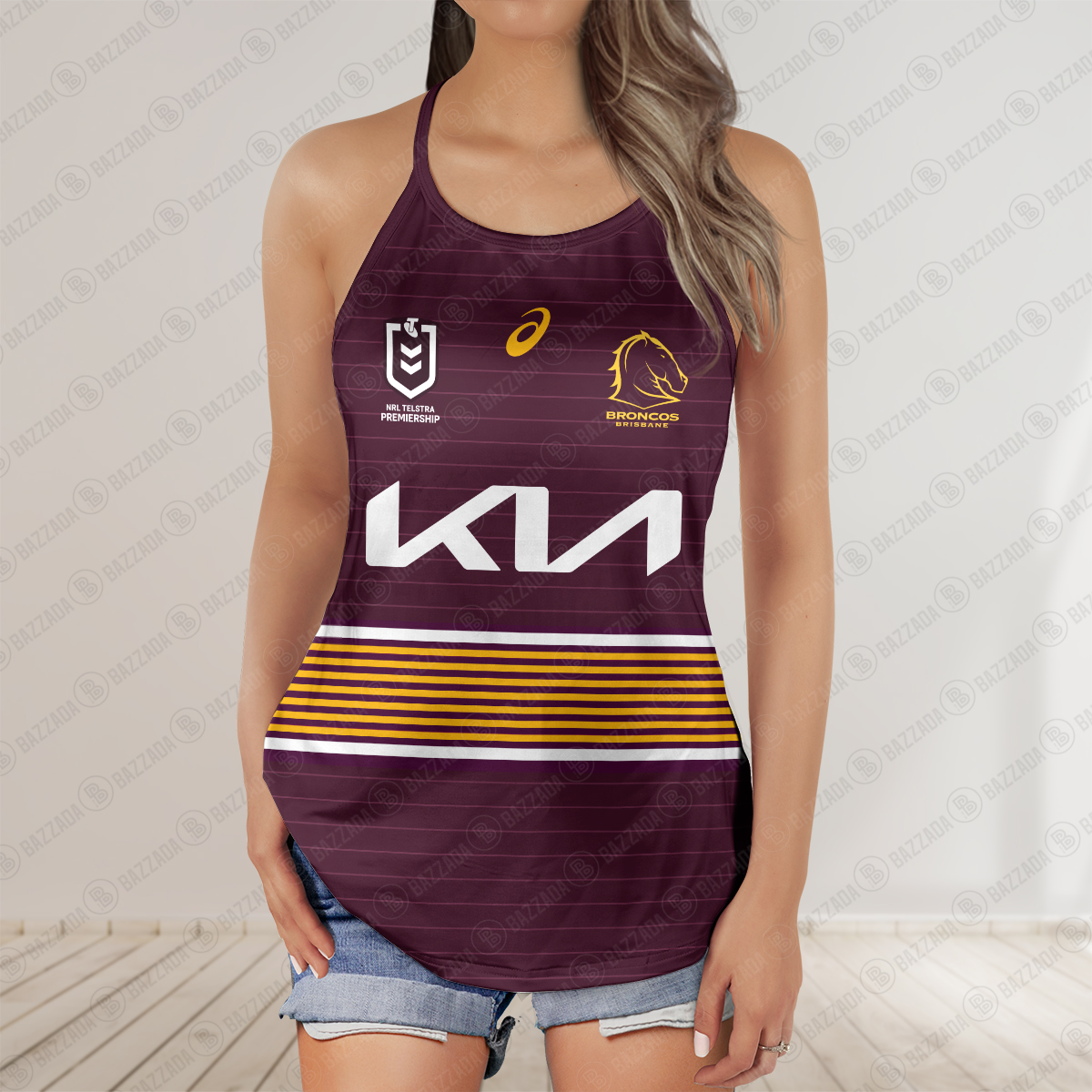 Brisbane Broncos jersey Women’s Criss Cross Tanktop ? Bold & Sporty Brisbane Broncos jersey Women’s Criss Cross Tanktop ? Bold & Sporty