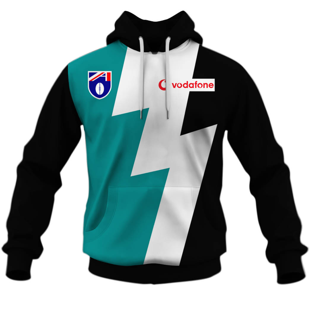 AFL Port Adelaide Custom Name Number 1950 Vintage Home Guerney Pullover Hoodie AFL Port Adelaide Custom Name Number 1950 Vintage Home Guerney Pullover Hoodie