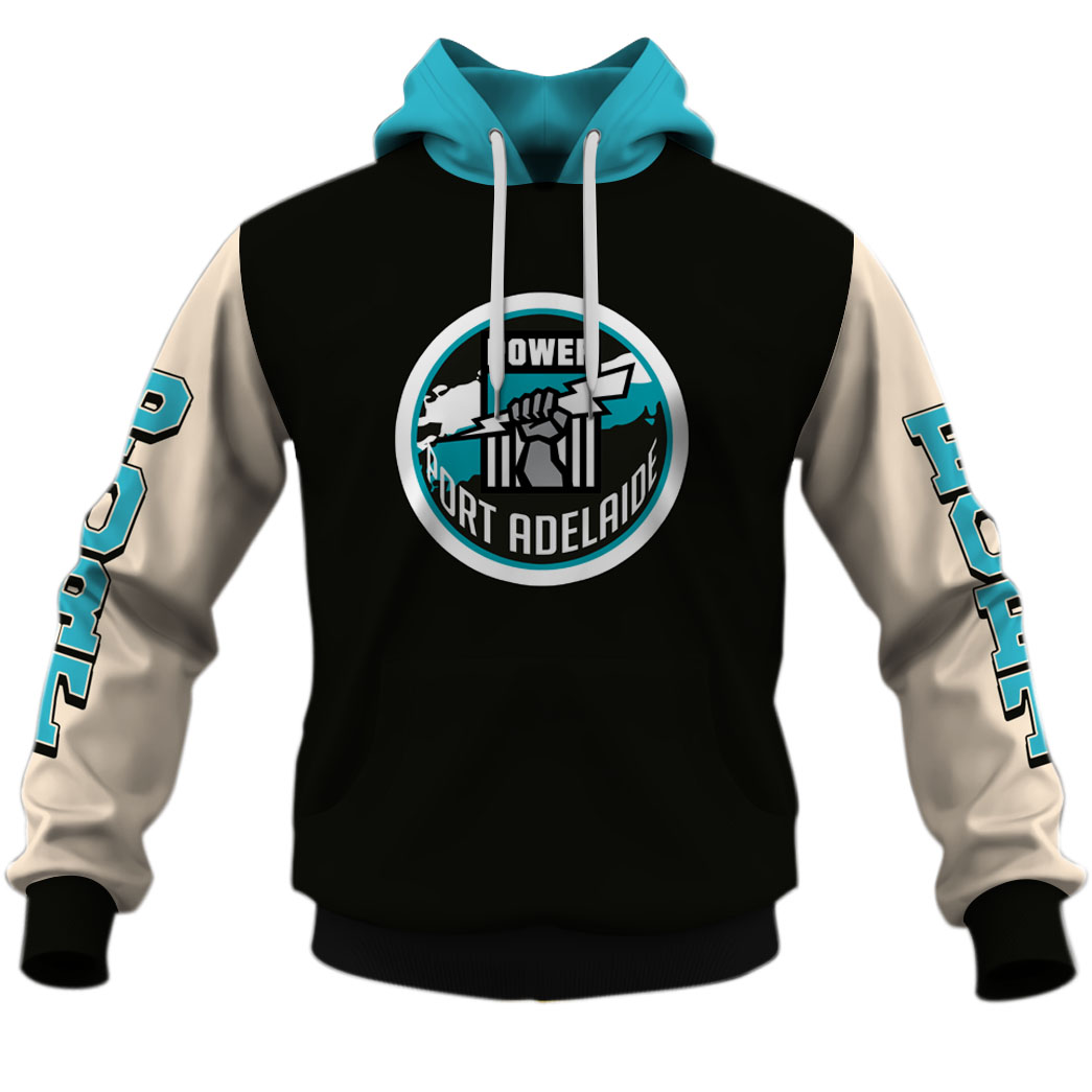 Personalise Port Adelaide AFL Vintage Retro Hoodie Shirt Sleeve Personalise Port Adelaide AFL Vintage Retro Hoodie Shirt Sleeve