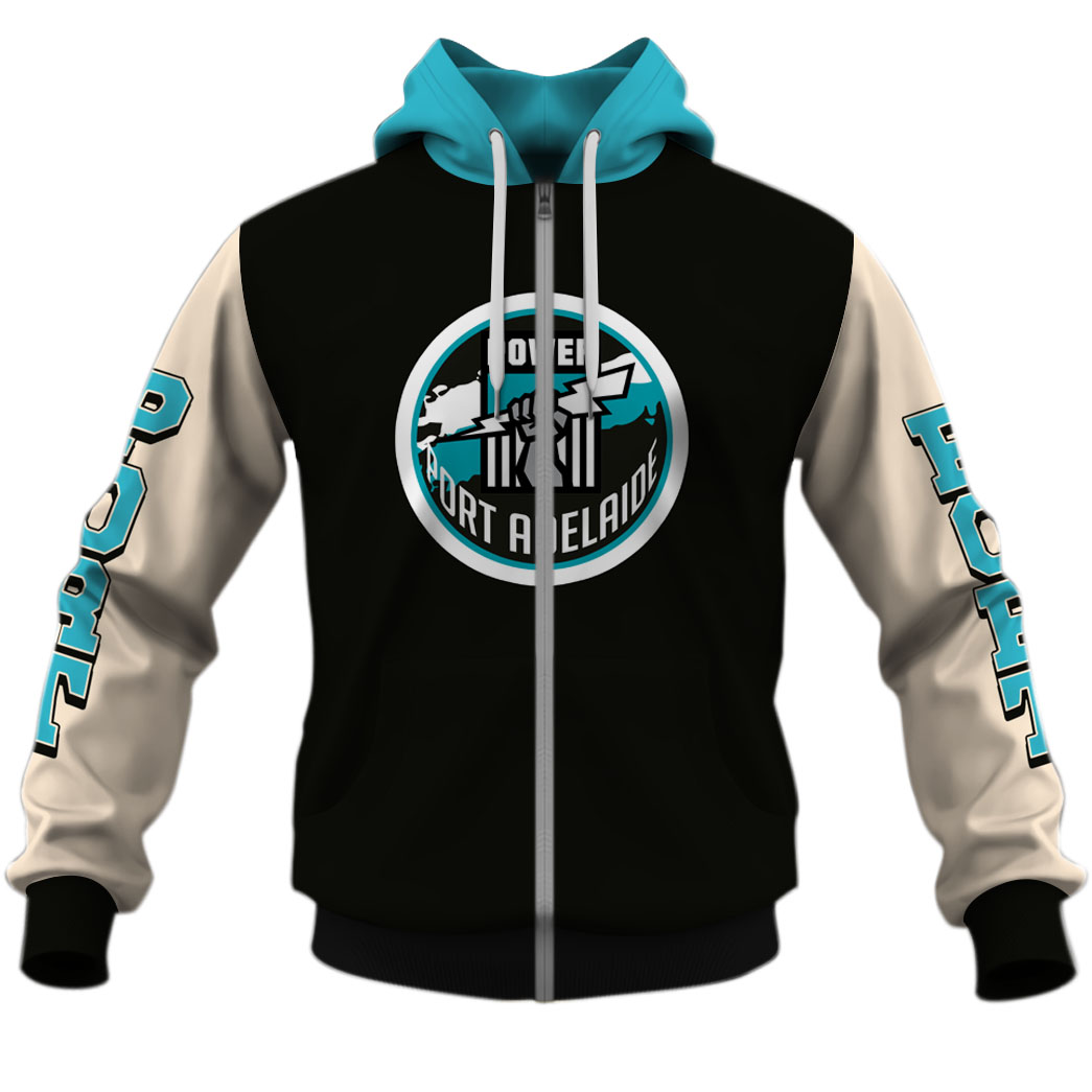 Personalise Port Adelaide AFL Vintage Retro Hoodie Shirt Sleeve Personalise Port Adelaide AFL Vintage Retro Hoodie Shirt Sleeve
