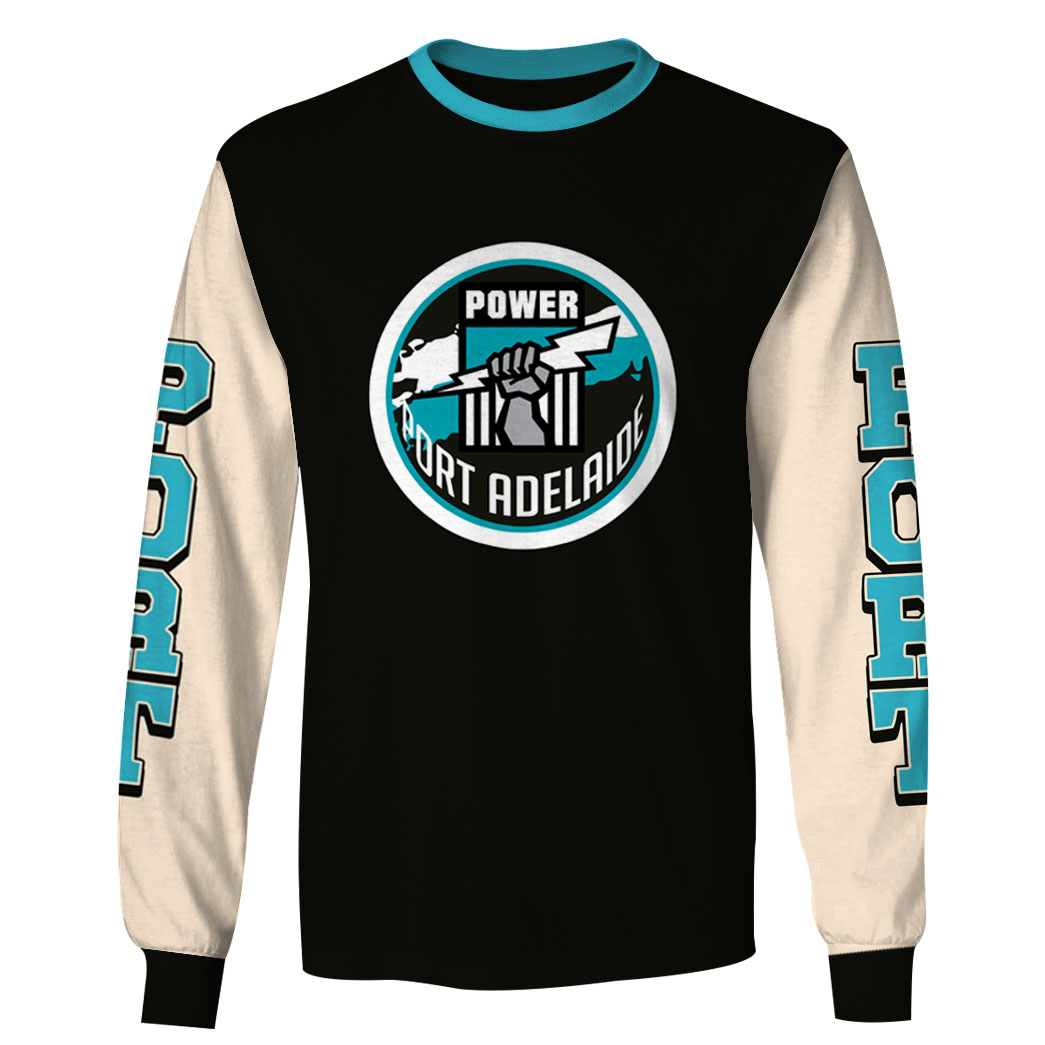 Personalise Port Adelaide AFL Vintage Retro Hoodie Shirt Sleeve Personalise Port Adelaide AFL Vintage Retro Hoodie Shirt Sleeve
