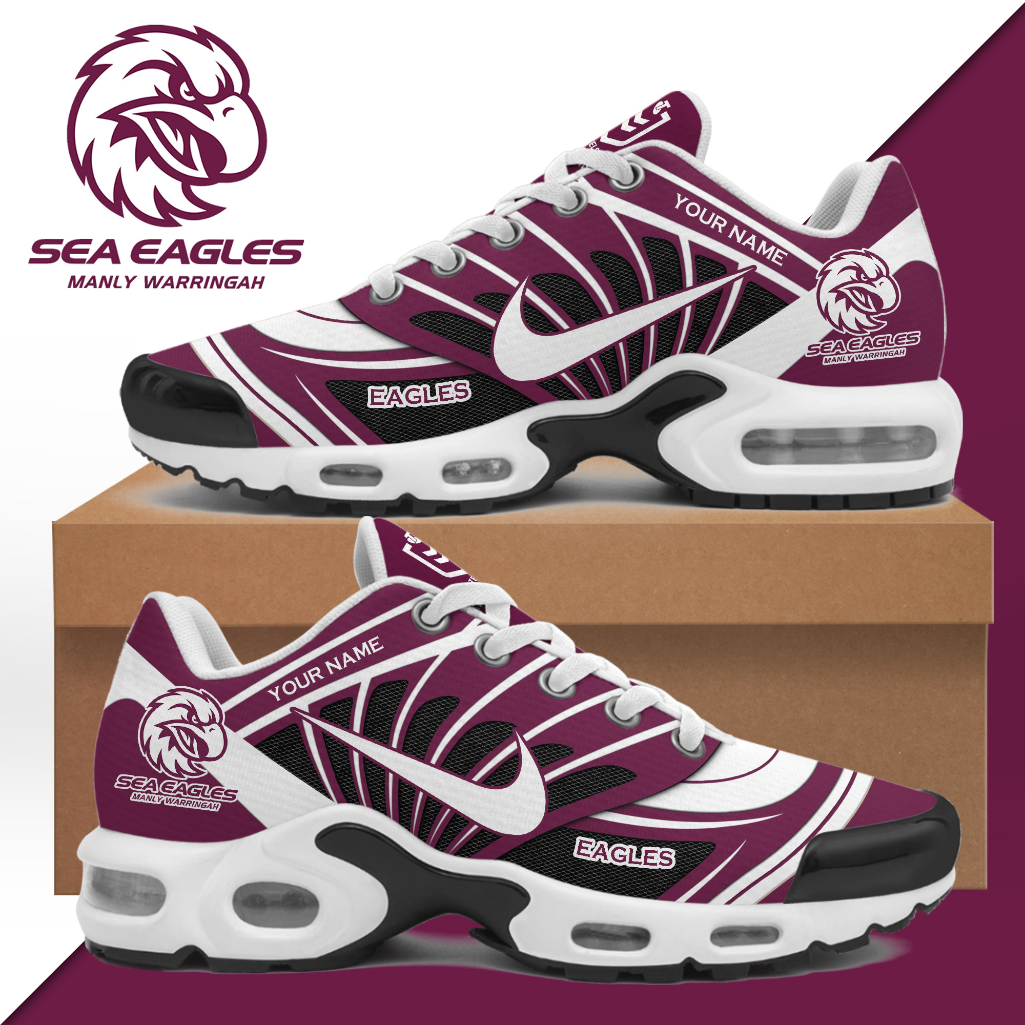 Manly Sea Eagles Air Max Plus Sport Custom Sneakers Manly Sea Eagles Air Max Plus Sport Custom Sneakers