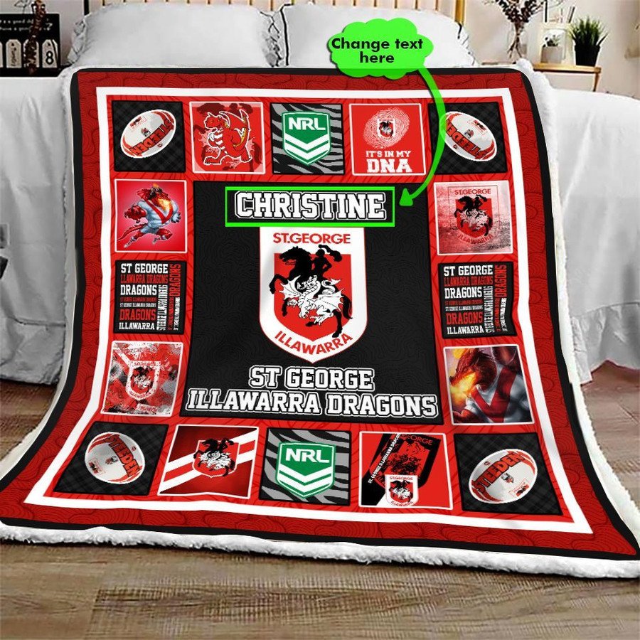 NRL St. George Illawarra Dragons Custom Name Quilt Blanket V1 NRL St. George Illawarra Dragons Custom Name Quilt Blanket V1