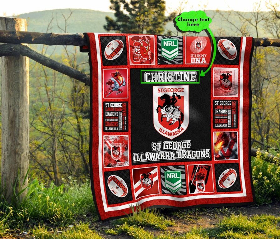 NRL St. George Illawarra Dragons Custom Name Quilt Blanket V1 NRL St. George Illawarra Dragons Custom Name Quilt Blanket V1