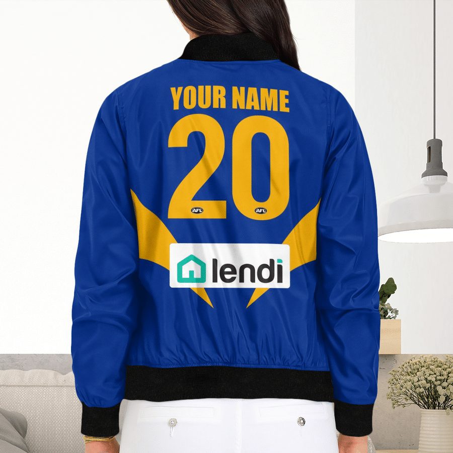 AFL West Coast Eagles Custom Name Number 2021 Home Guernsey Bomber Jacket AFL West Coast Eagles Custom Name Number 2021 Home Guernsey Bomber Jacket
