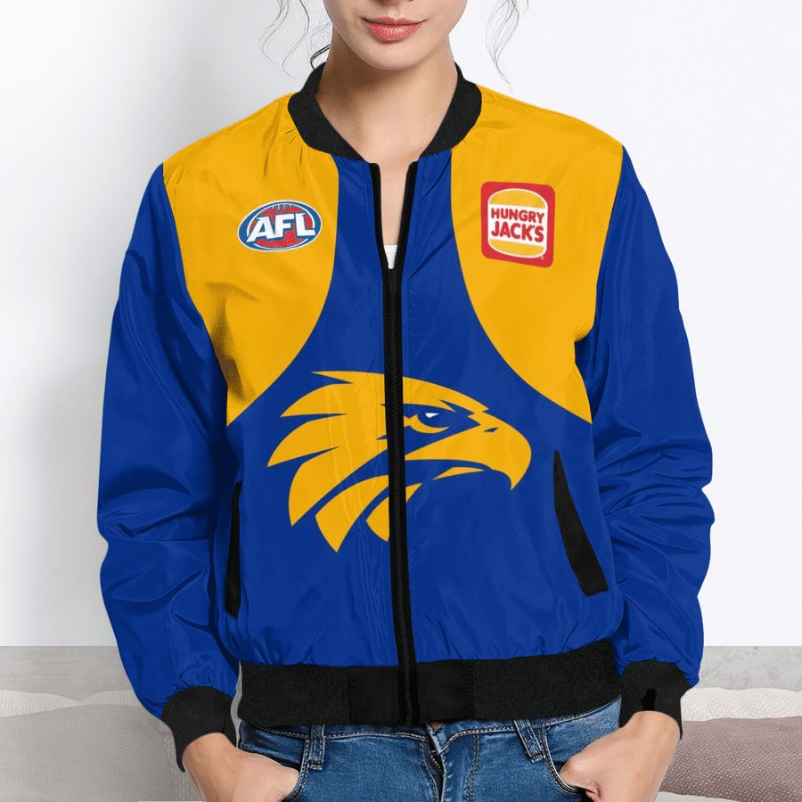 AFL West Coast Eagles Custom Name Number 2021 Home Guernsey Bomber Jacket AFL West Coast Eagles Custom Name Number 2021 Home Guernsey Bomber Jacket
