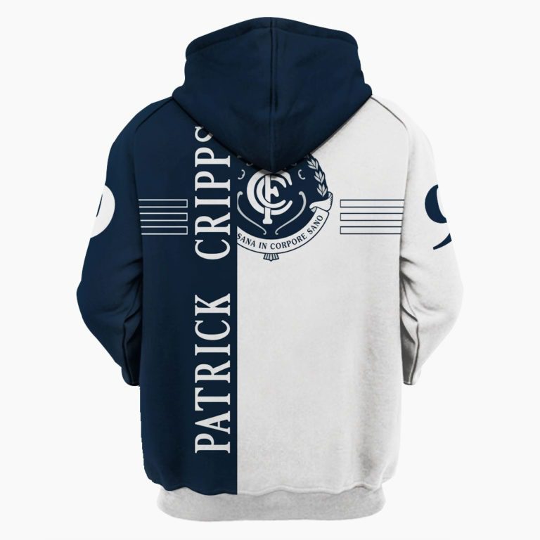 AFL Carlton Blues Patrick Cripps #9 Pullover Hoodie V4 AFL Carlton Blues Patrick Cripps #9 Pullover Hoodie V4