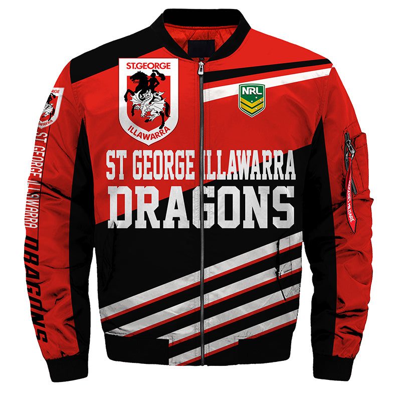 NRL St. George Illawarra Dragons Rugby Bomber Jacket NRL St. George Illawarra Dragons Rugby Bomber Jacket