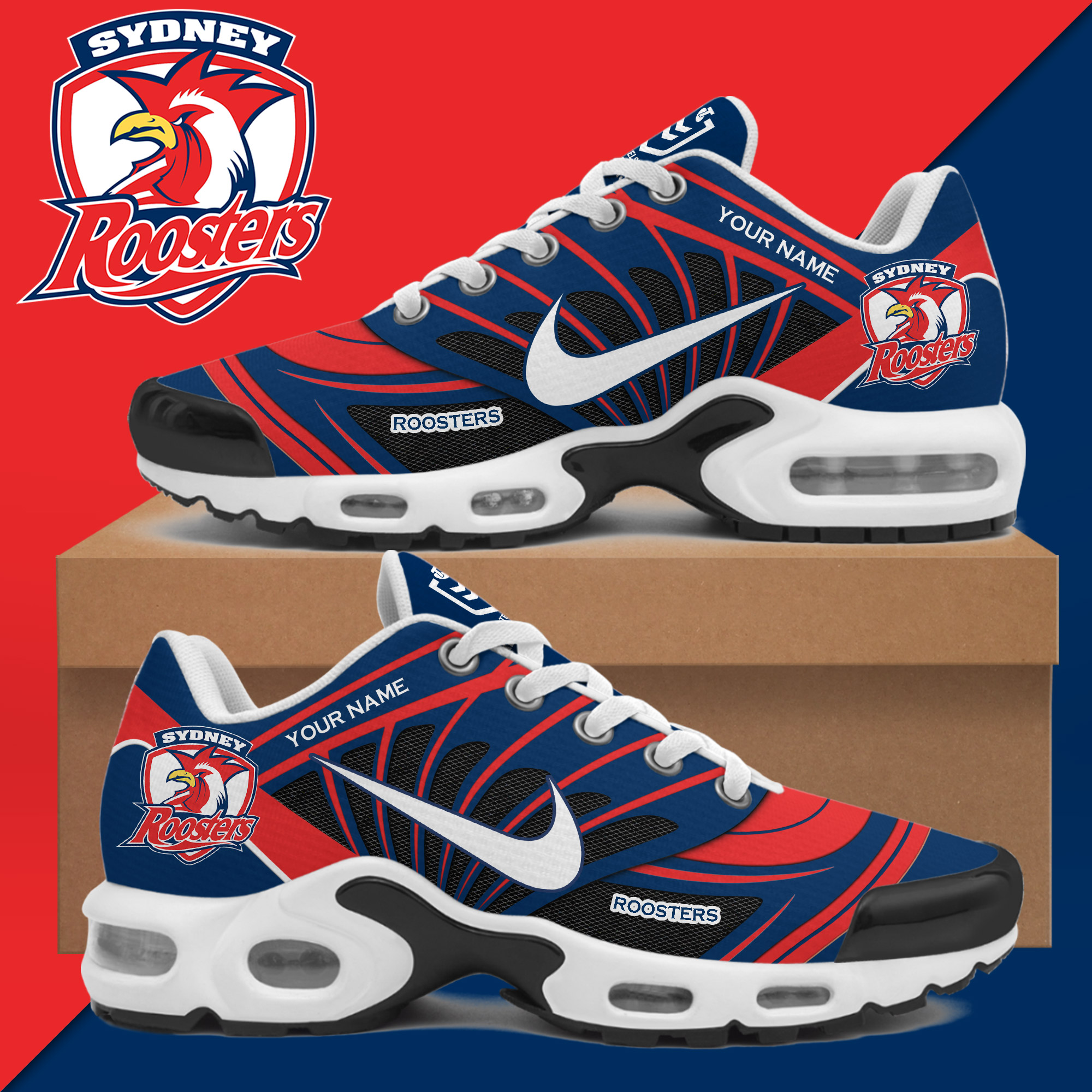 Sydney Roosters Air Max Plus Sport Custom Sneakers Sydney Roosters Air Max Plus Sport Custom Sneakers