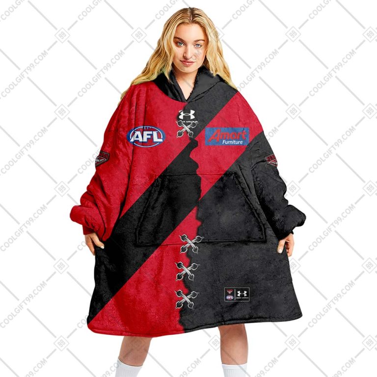 AFL Essendon Bombers Custom Name Number 2023 Mix Guernsey V2 Fleece Oodie AFL Essendon Bombers Custom Name Number 2023 Mix Guernsey V2 Fleece Oodie