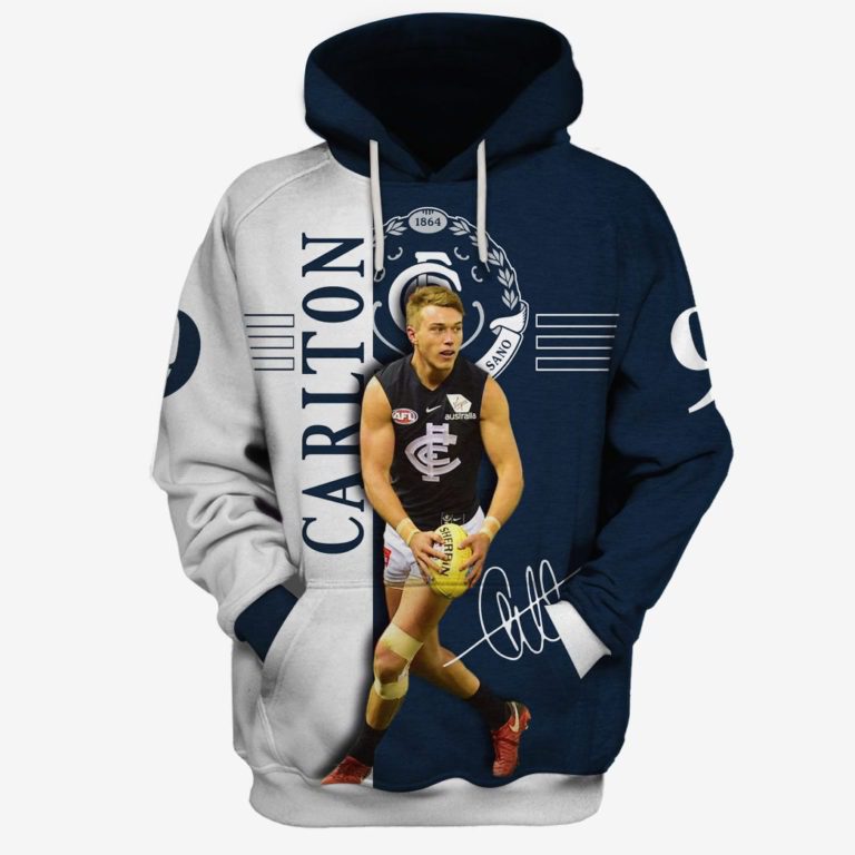 AFL Carlton Blues Patrick Cripps #9 Pullover Hoodie V4 AFL Carlton Blues Patrick Cripps #9 Pullover Hoodie V4